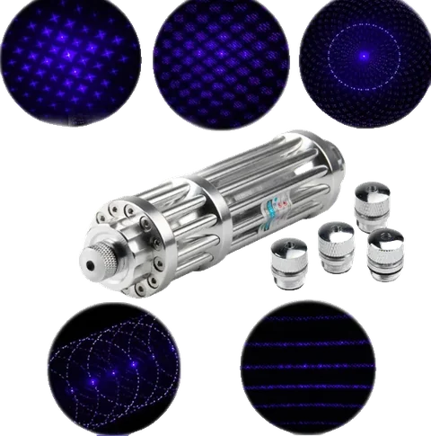 Violette high-power laser VEX-1000 Pro met de geprojecteerde sterren- en patrooneffecten