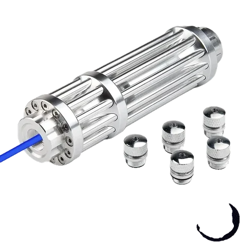 Violette high-power laser VEX-1000 Pro met laserstraal en patroonkapjes