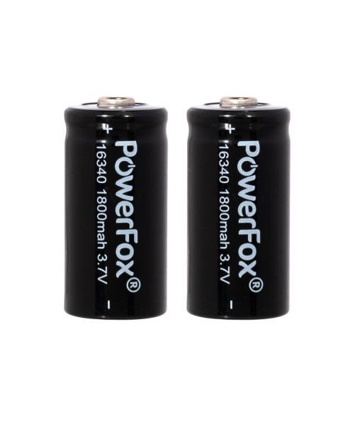 PowerFox 2x 16340 batterijen - 1800Mah